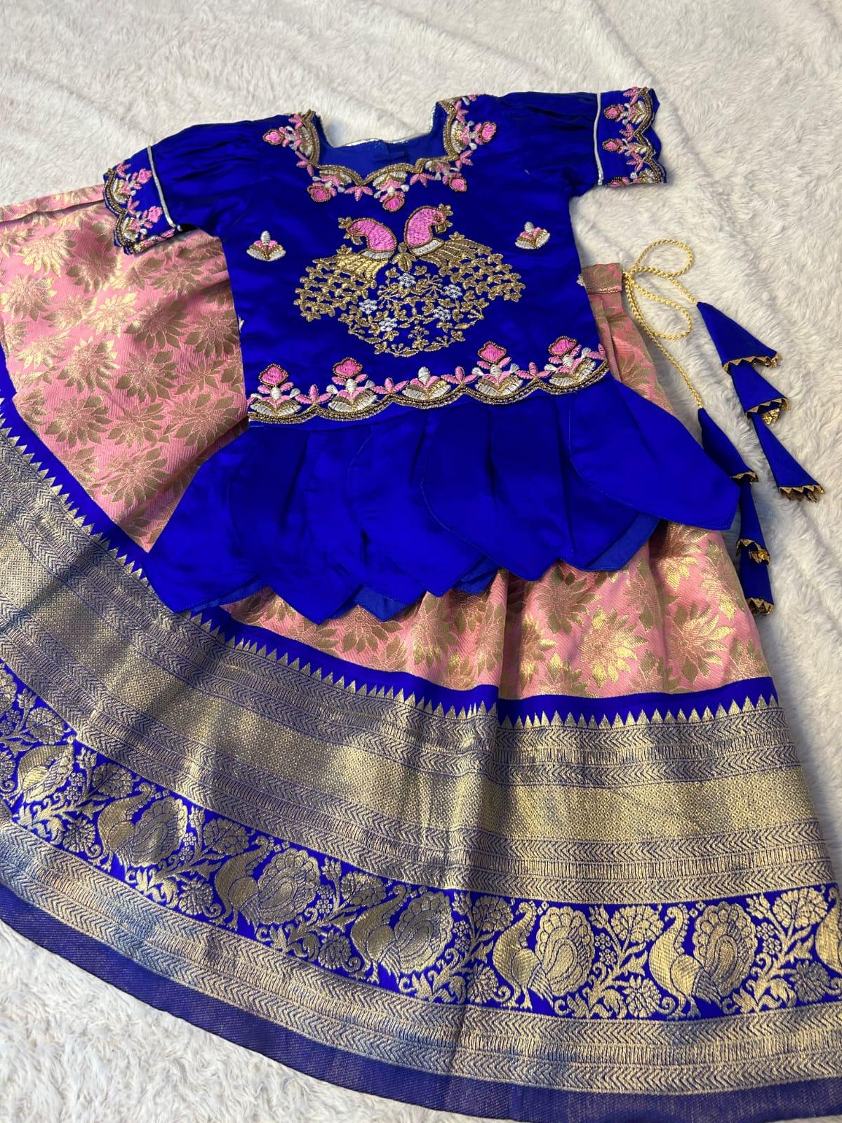 Beautiful Designer Festival Special Handloom Silk Kids Lehenga Choli