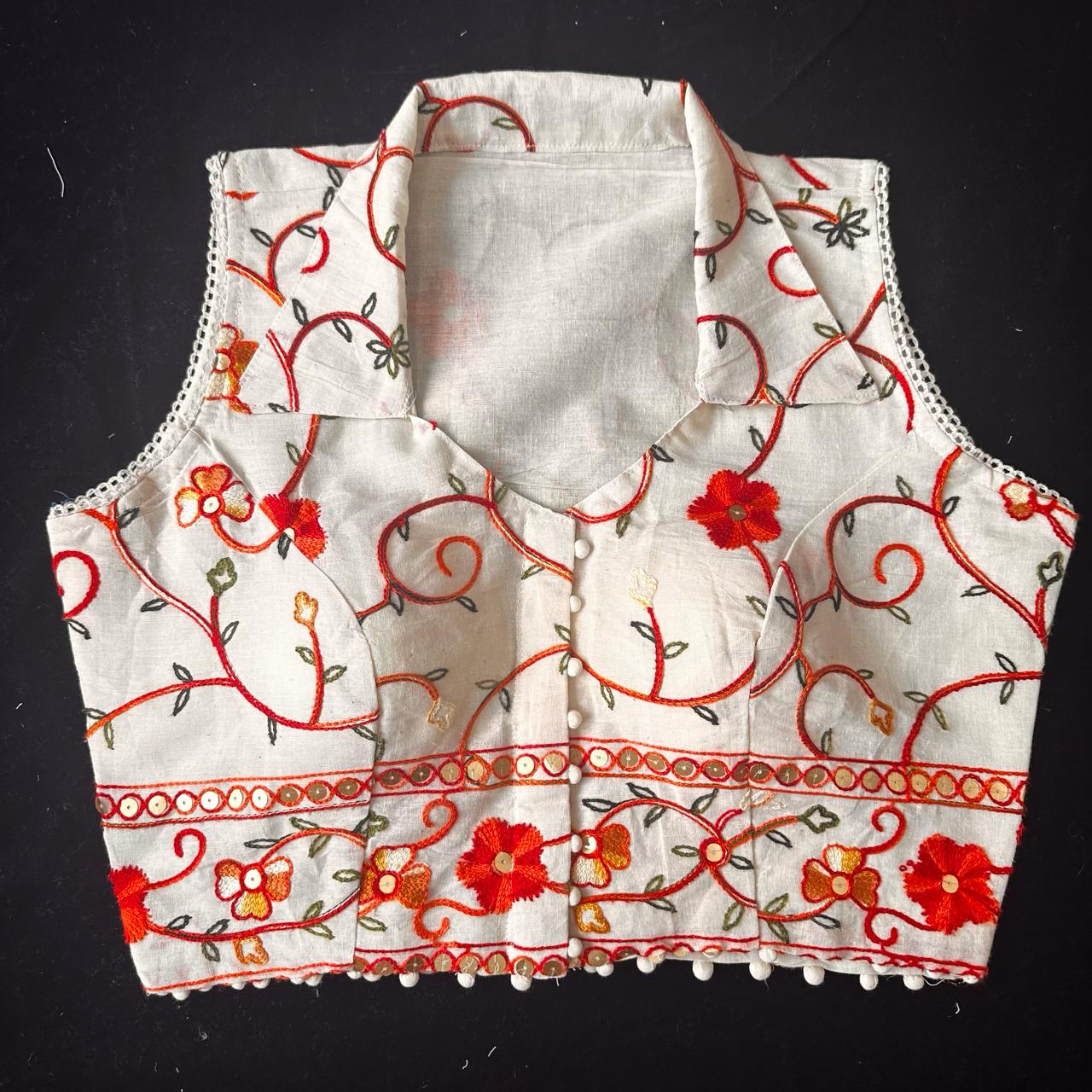 Beautiful Designer Readymade Pure Khadi with Sequence Work Blouse