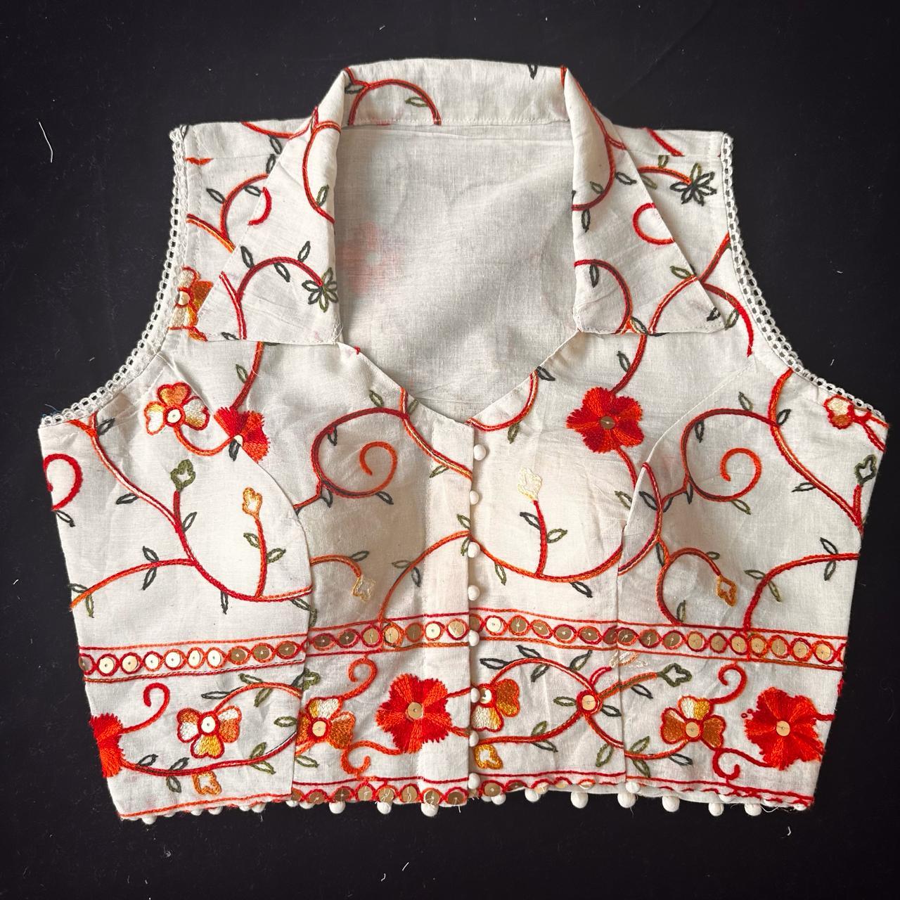 Beautiful Designer Readymade Pure Khadi with Sequence Work Blouse