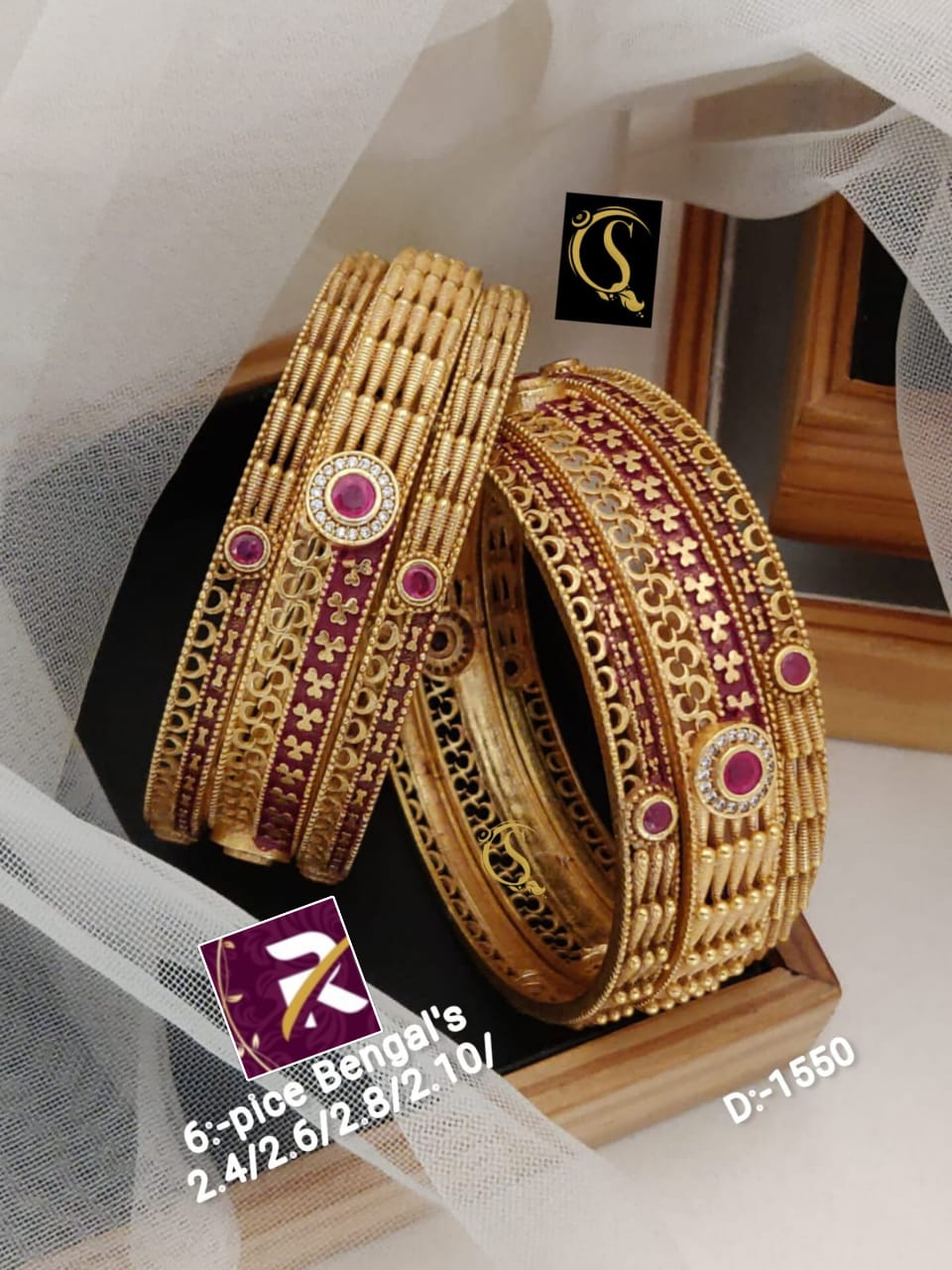 Beautiful Designer Superhit Brass High Gold Antique 6 Pcs Bangles