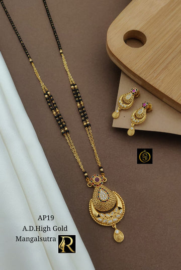 Designer Superhit Brass High Gold Diamond and Stone Mangalsutra Set