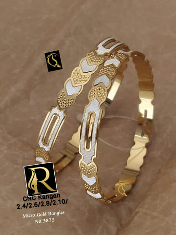 Beautiful Designer Golden Daily Wear CNC Diamond Bangles jewellery