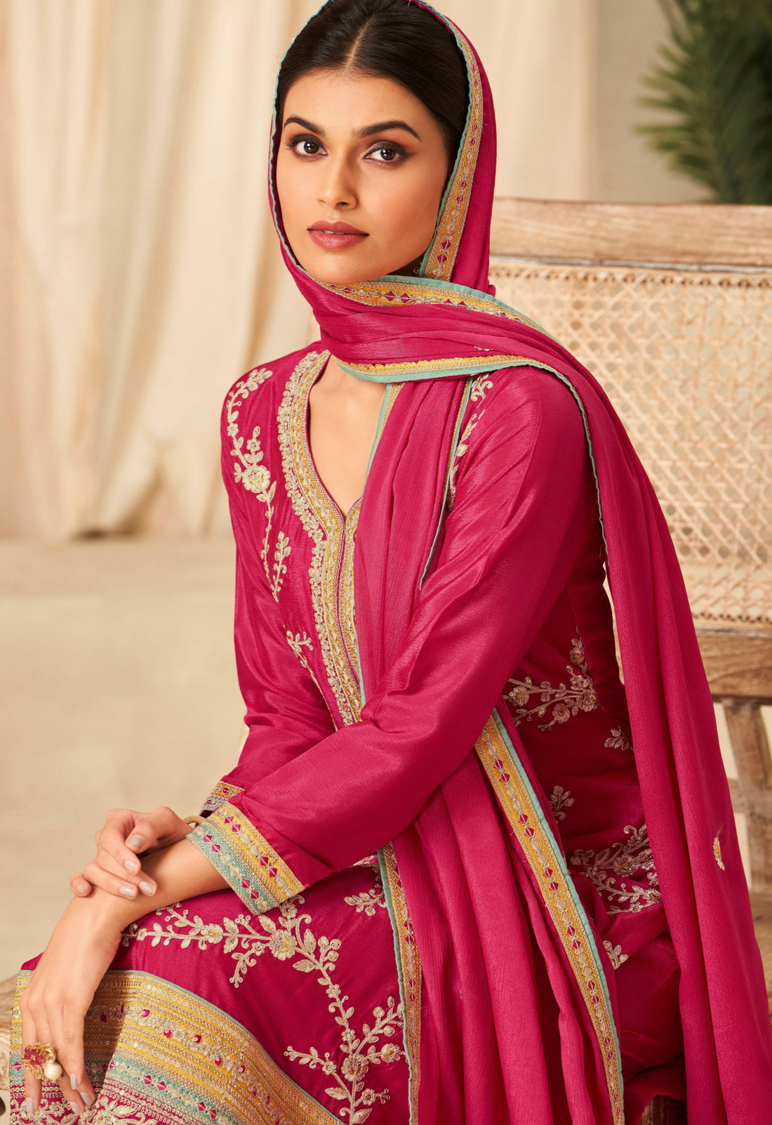 Beautiful Designer Heavy Chinnon Silk Premium Salwar Suit