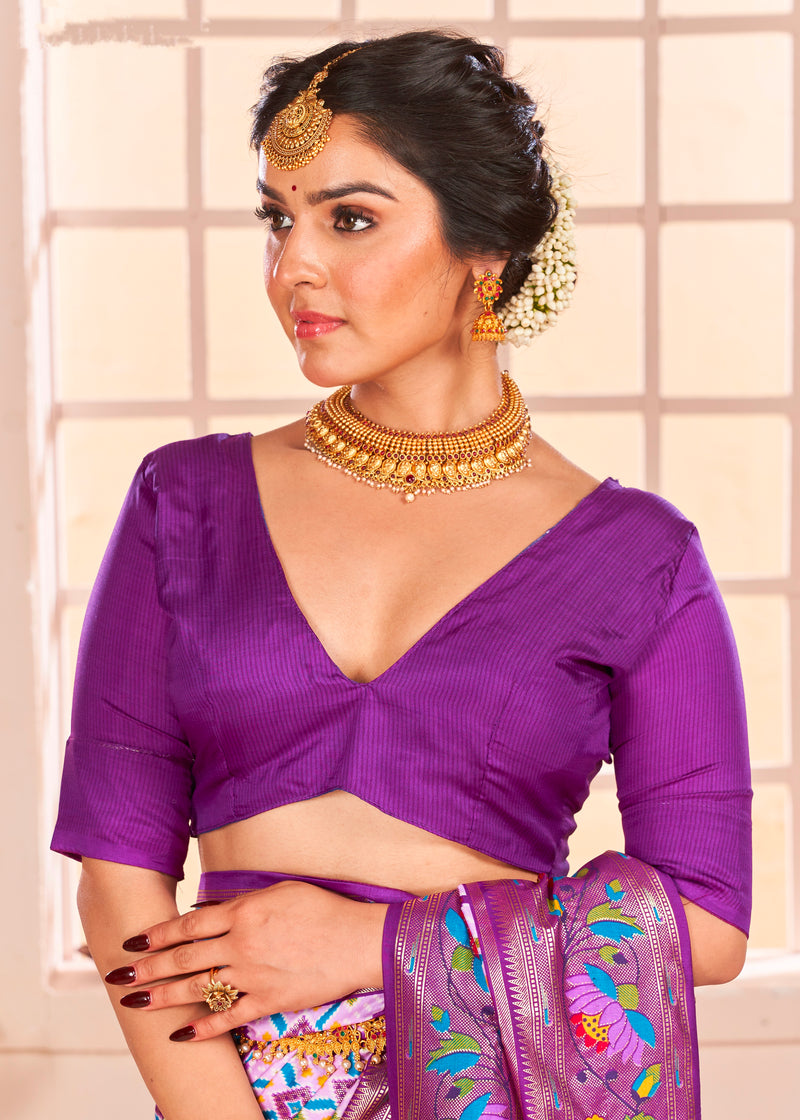 Beautiful Fancy Velvet Silk With Paithani Design Saree