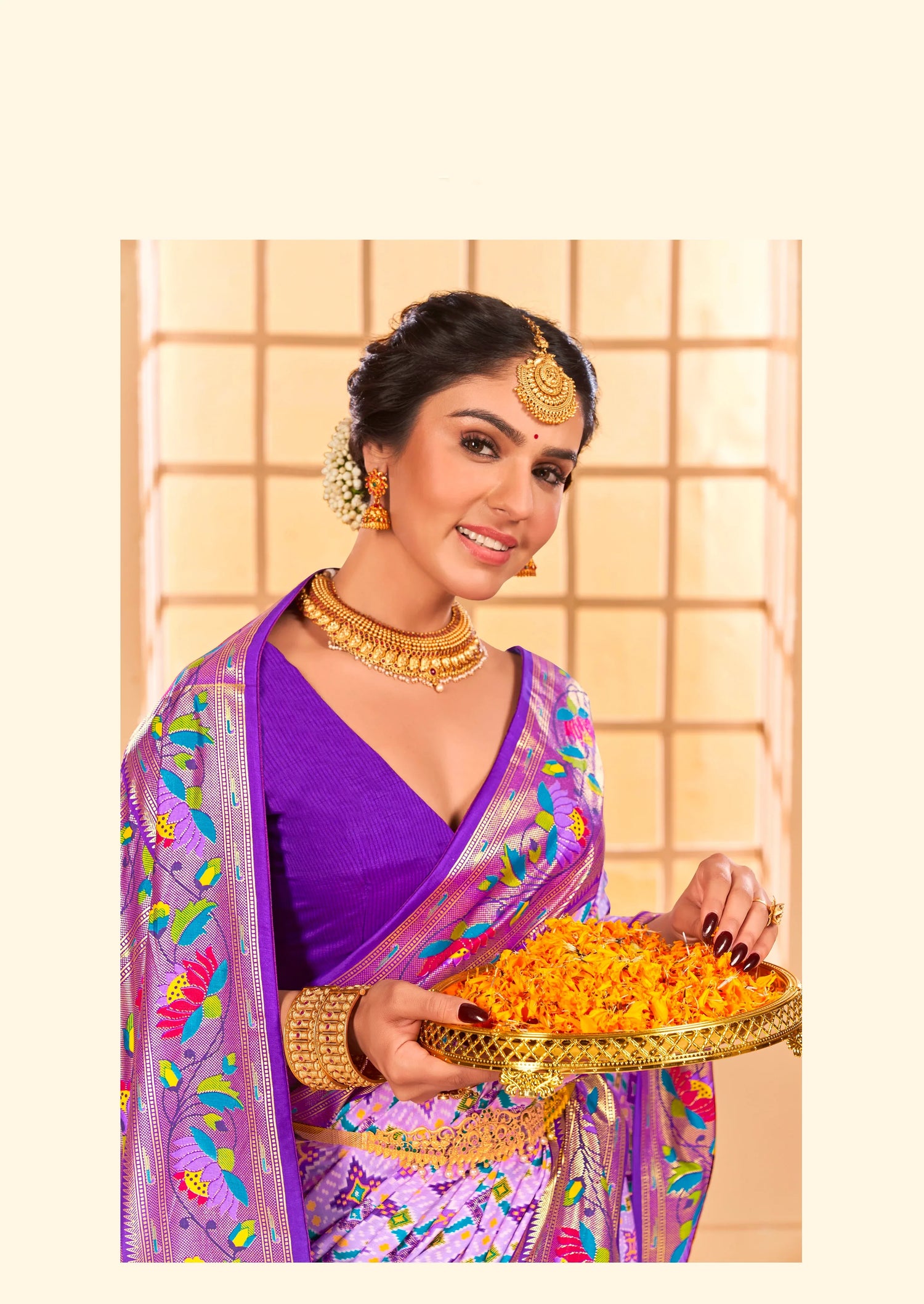 Beautiful Fancy Velvet Silk With Paithani Design Saree