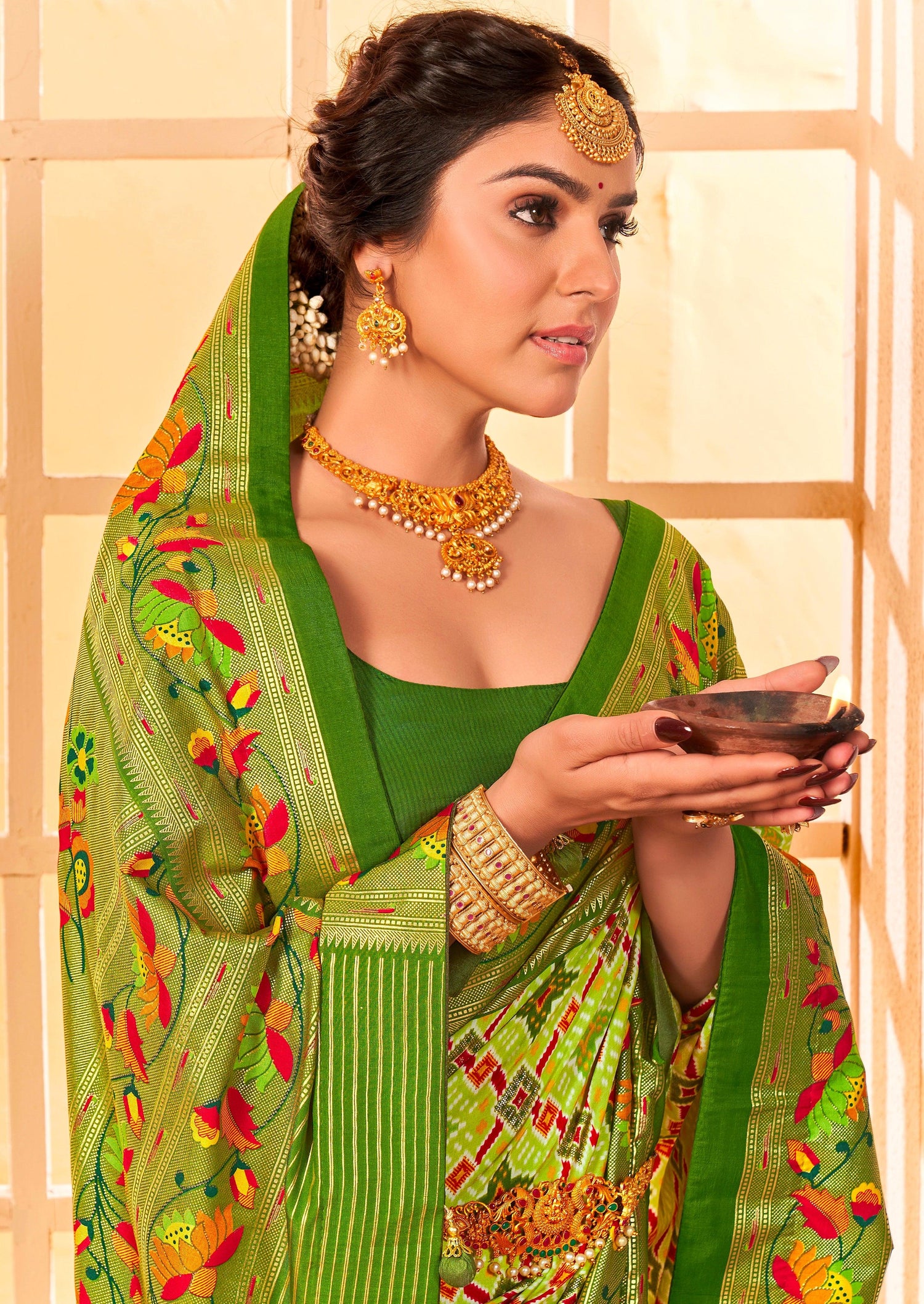 Beautiful Fancy Velvet Silk With Paithani Design Saree