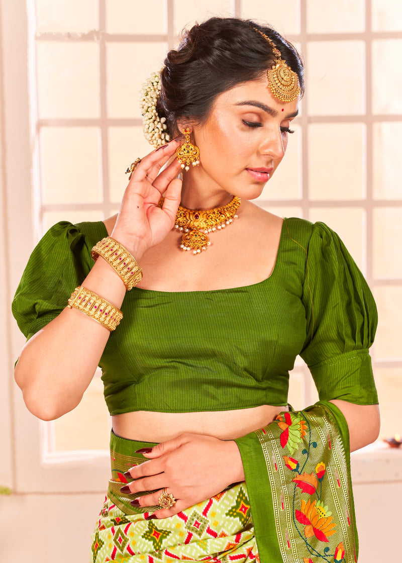 Beautiful Fancy Velvet Silk With Paithani Design Saree