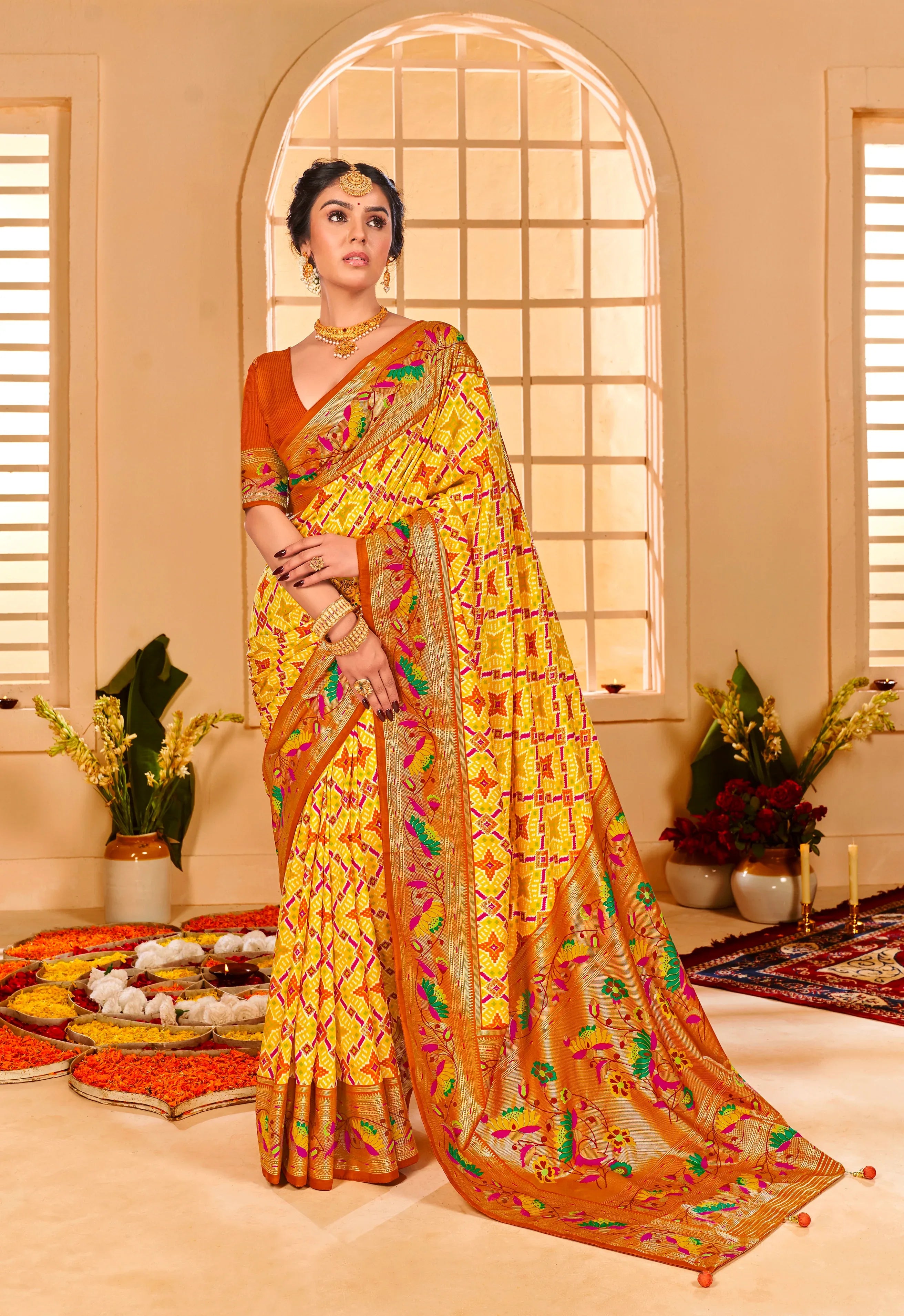 Beautiful Fancy Velvet Silk With Paithani Design Saree