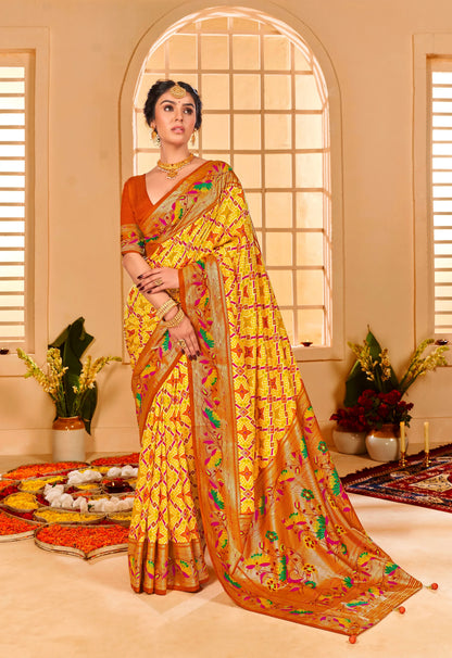 Beautiful Fancy Velvet Silk With Paithani Design Saree