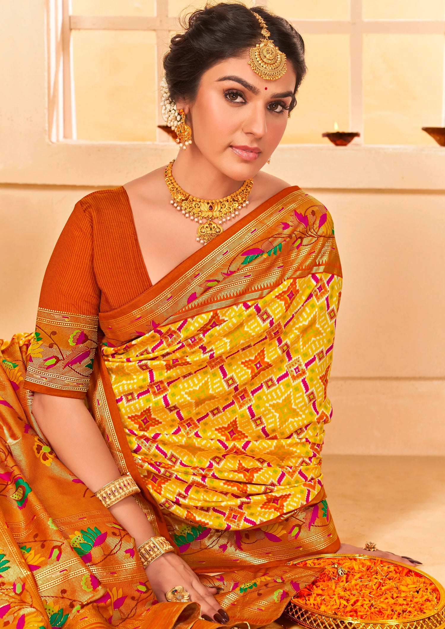 Beautiful Fancy Velvet Silk With Paithani Design Saree