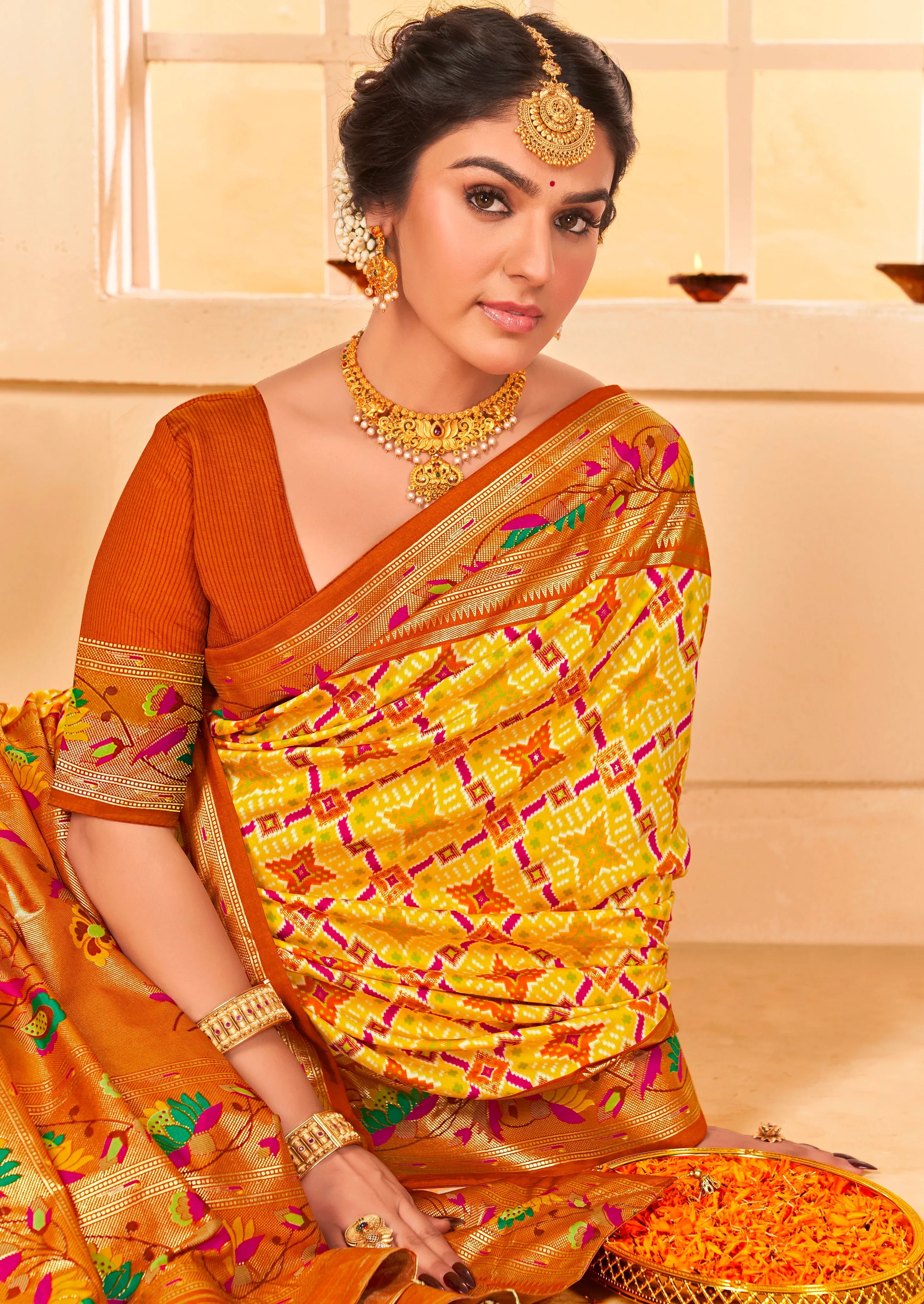 Beautiful Fancy Velvet Silk With Paithani Design Saree