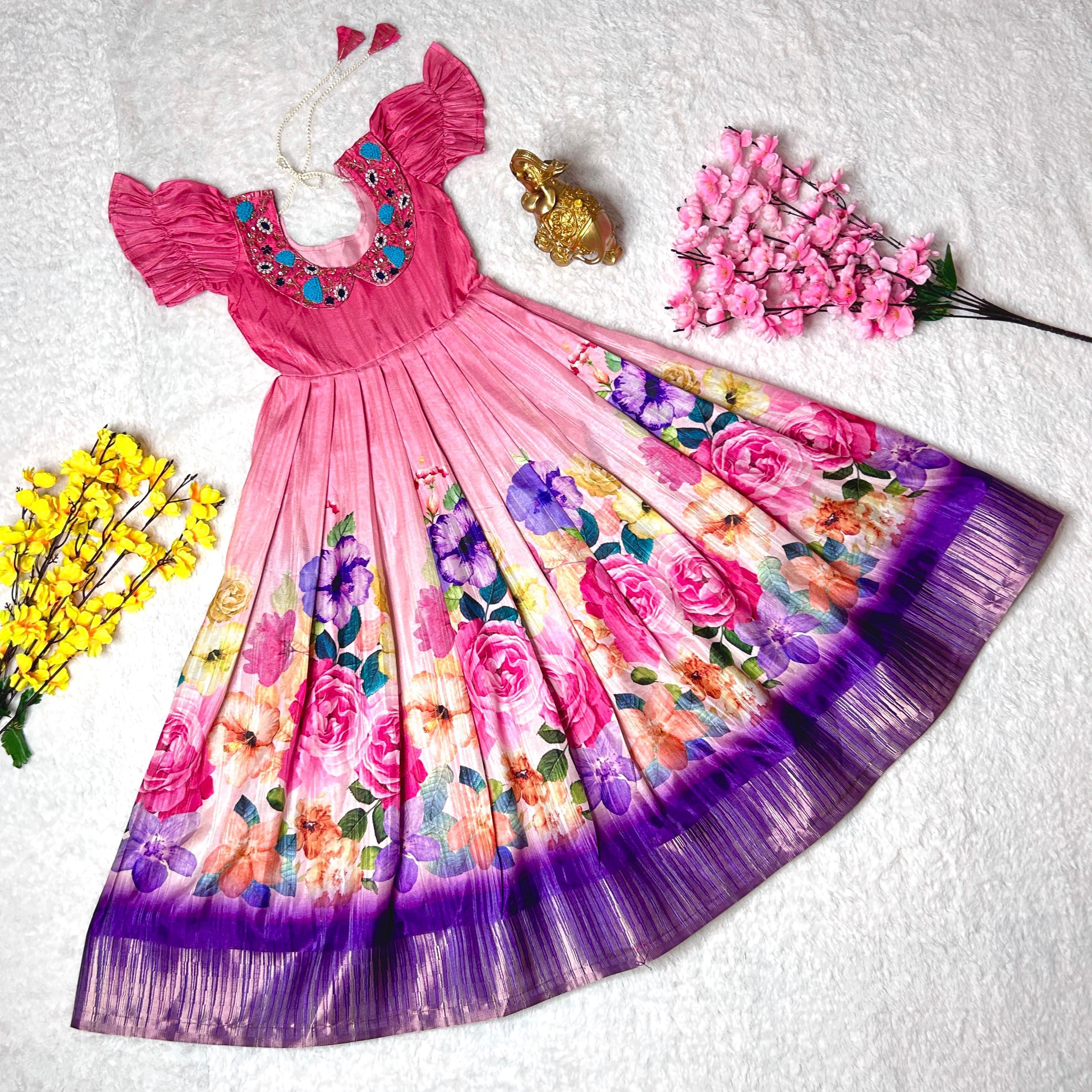 Beautiful Designer Festival Special Chinnon Silk Kids Lehenga Choli