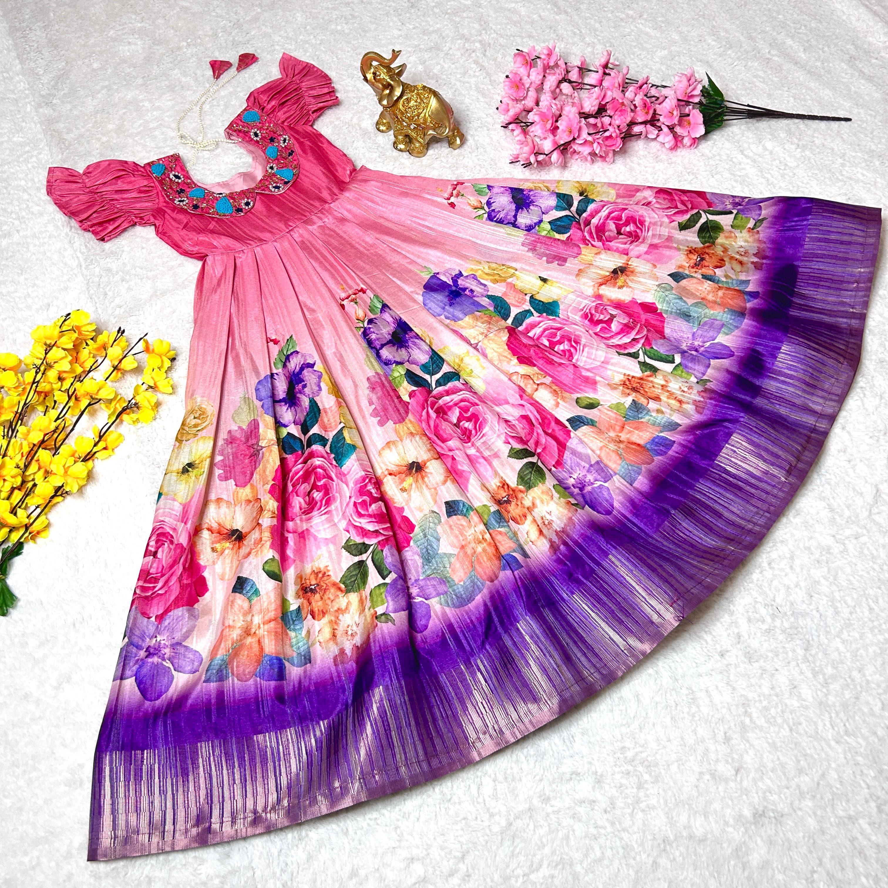 Beautiful Designer Festival Special Chinnon Silk Kids Lehenga Choli