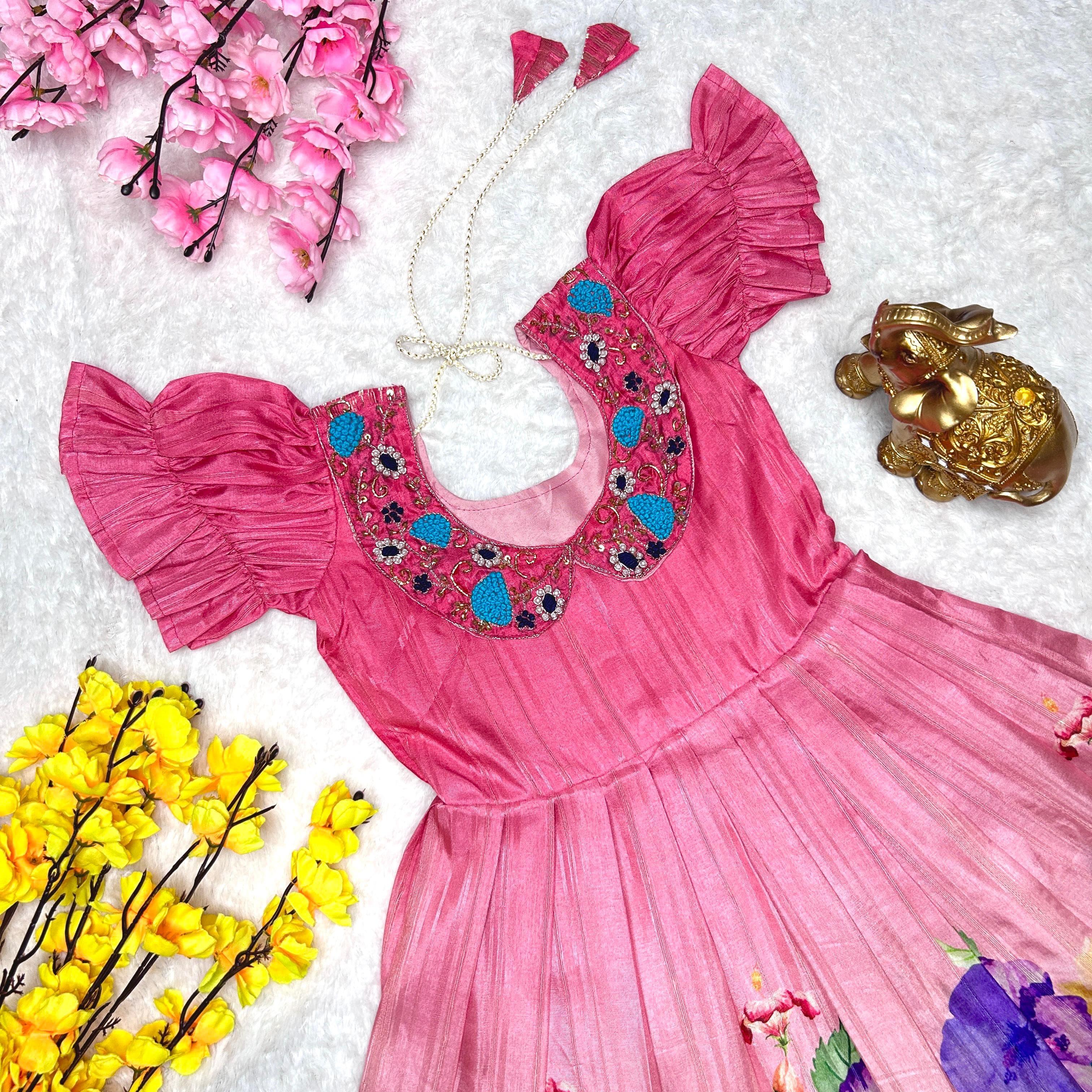 Beautiful Designer Festival Special Chinnon Silk Kids Lehenga Choli