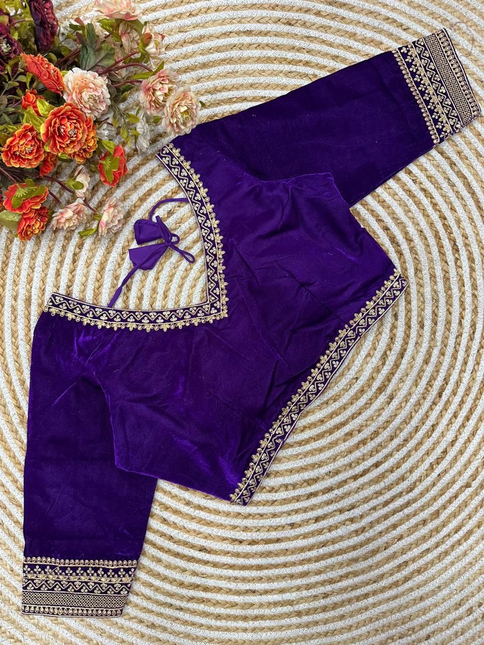 Beautiful Designer Readymade Simple Sobar Bridal Velvet Blouse