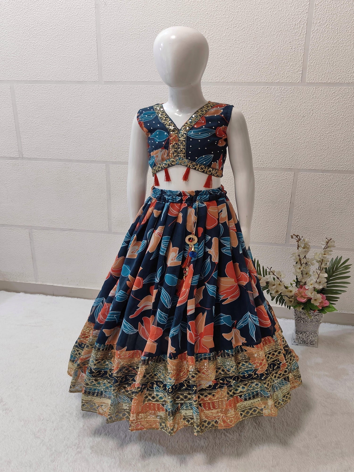 Beautiful Designer Summer Special Georgette Kids Lehenga Choli