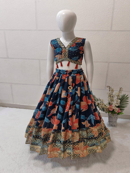 Beautiful Designer Summer Special Georgette Kids Lehenga Choli