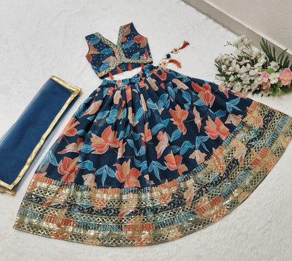 Beautiful Designer Summer Special Georgette Kids Lehenga Choli
