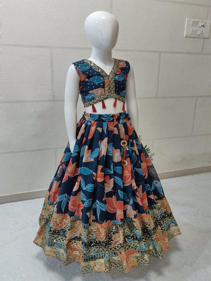 Beautiful Designer Summer Special Georgette Kids Lehenga Choli