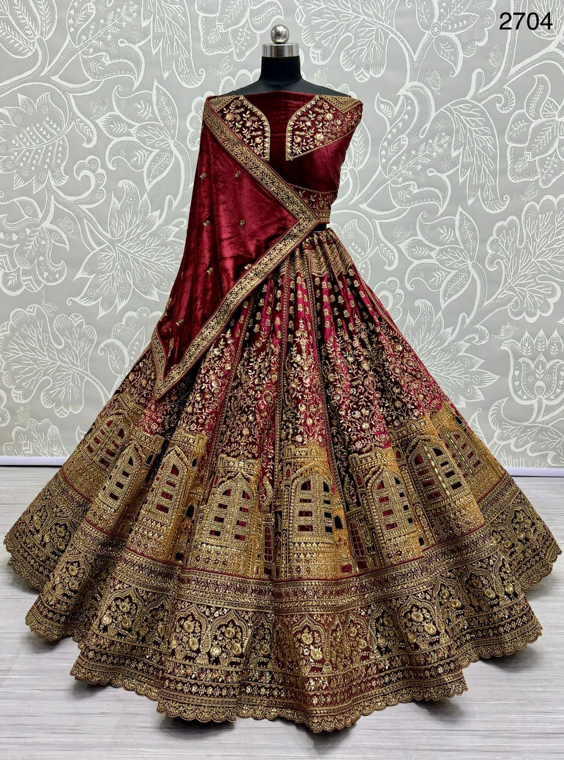 Beautiful Designer Bridal Heavy Velvet With Sequence Lehenga Choli