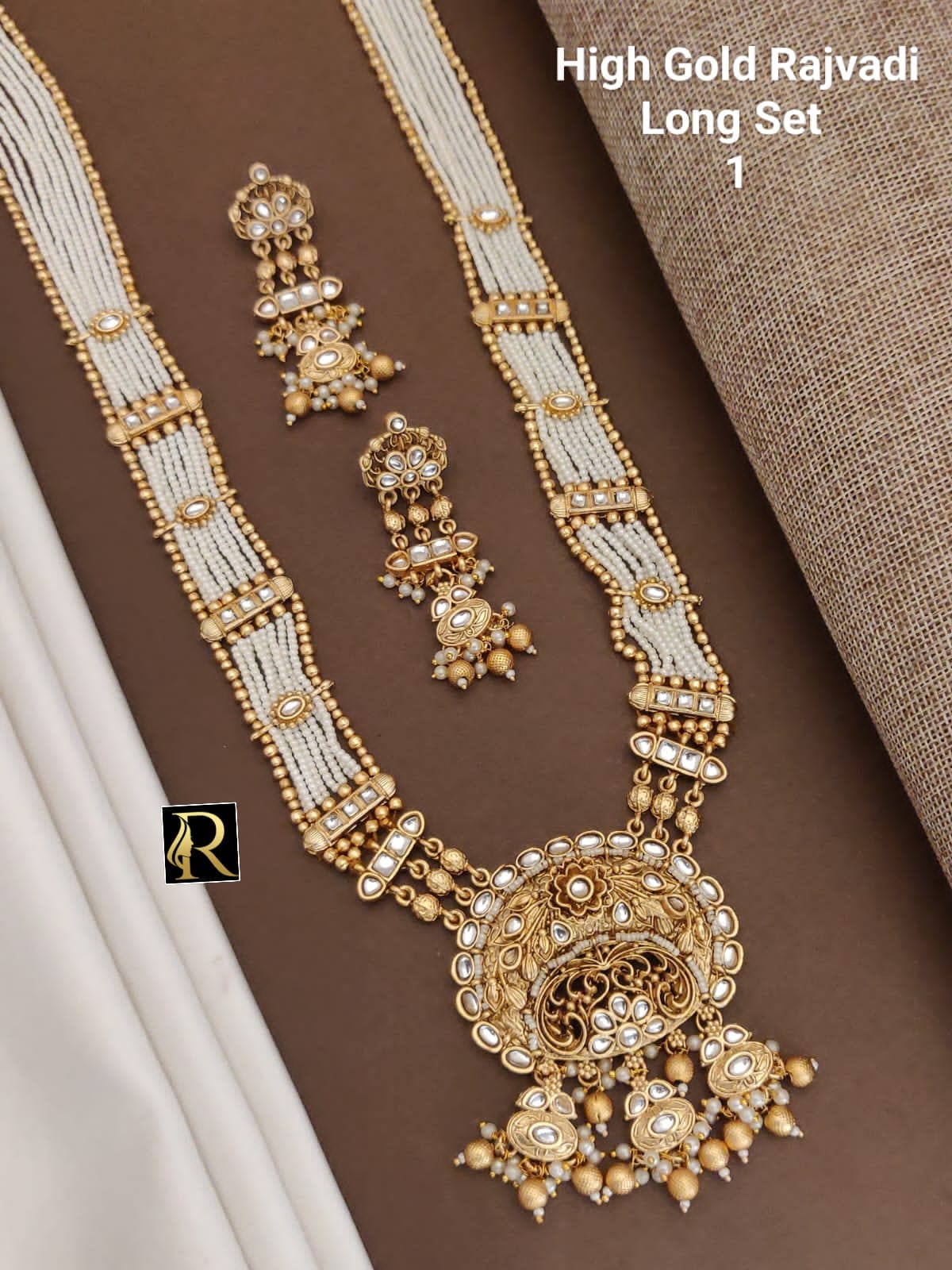 Designer Superhit Brass High Gold RF American Diamonds Silver /Golden Necklace with Earrings