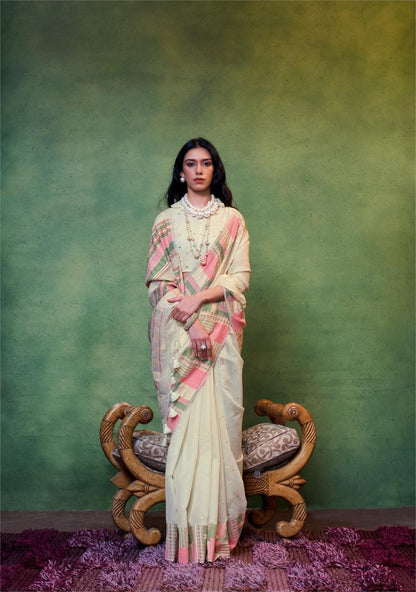 Beautiful Designer Khwaaish Silk Mal Mal Spun Cotton Saree