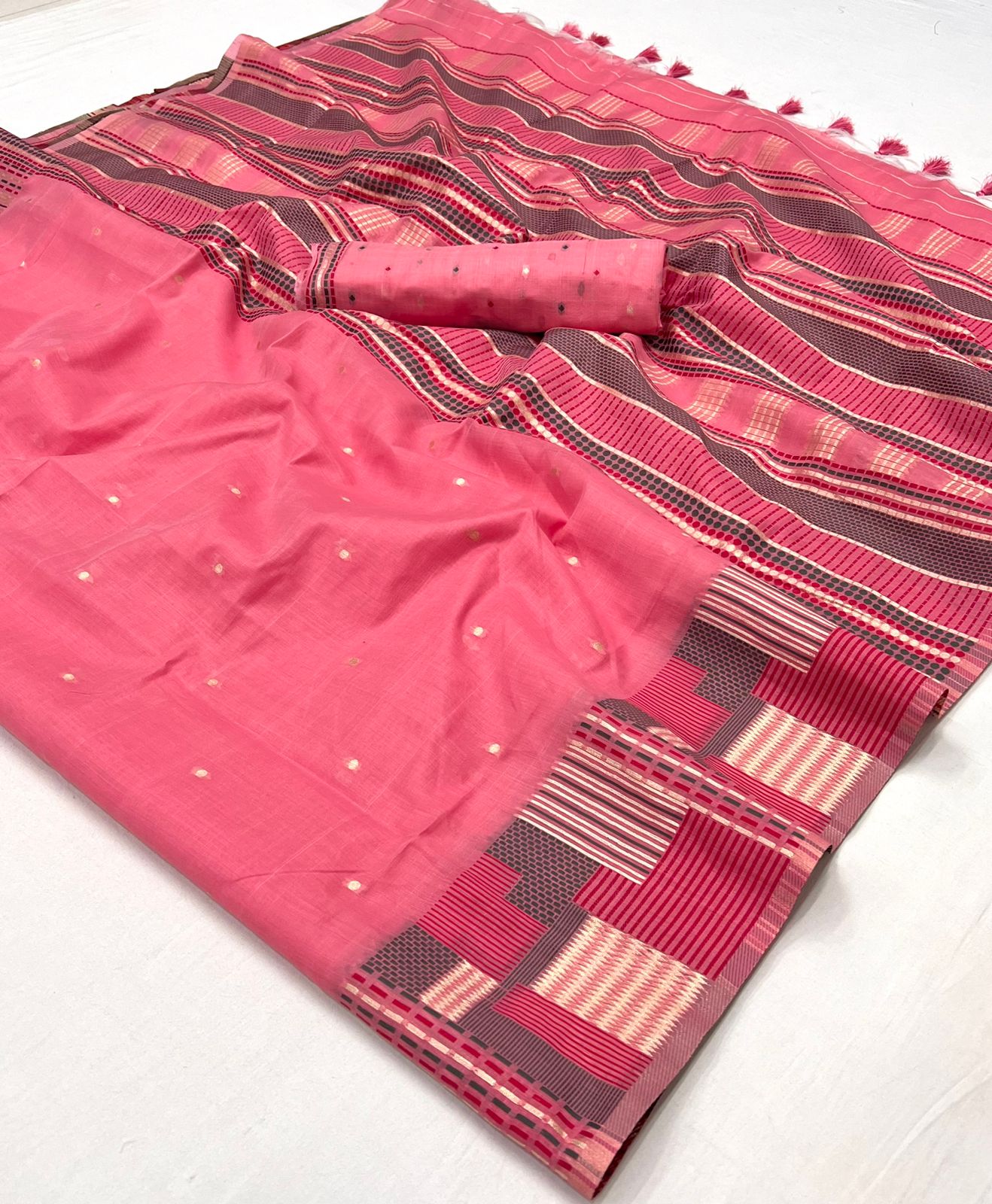 Beautiful Designer Khwaaish Silk Mal Mal Spun Cotton Saree