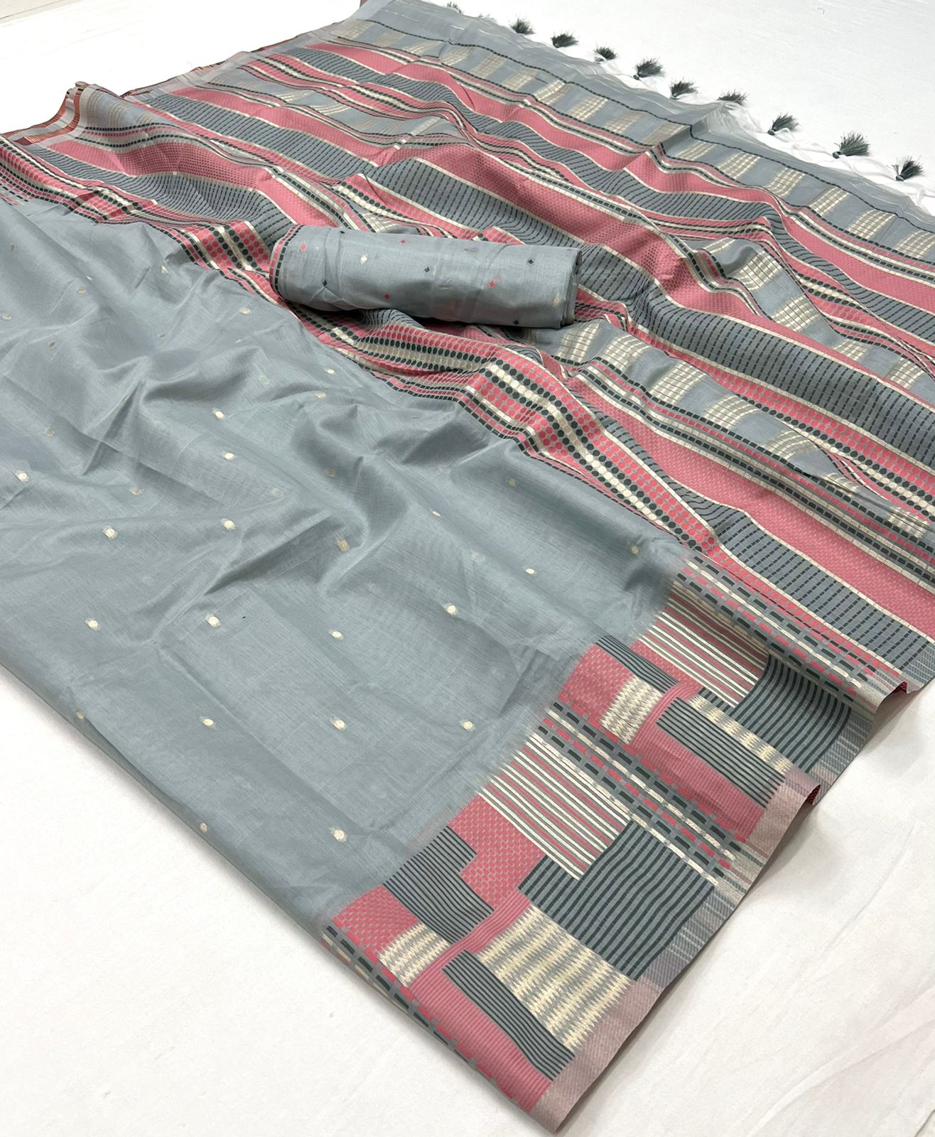 Beautiful Designer Khwaaish Silk Mal Mal Spun Cotton Saree