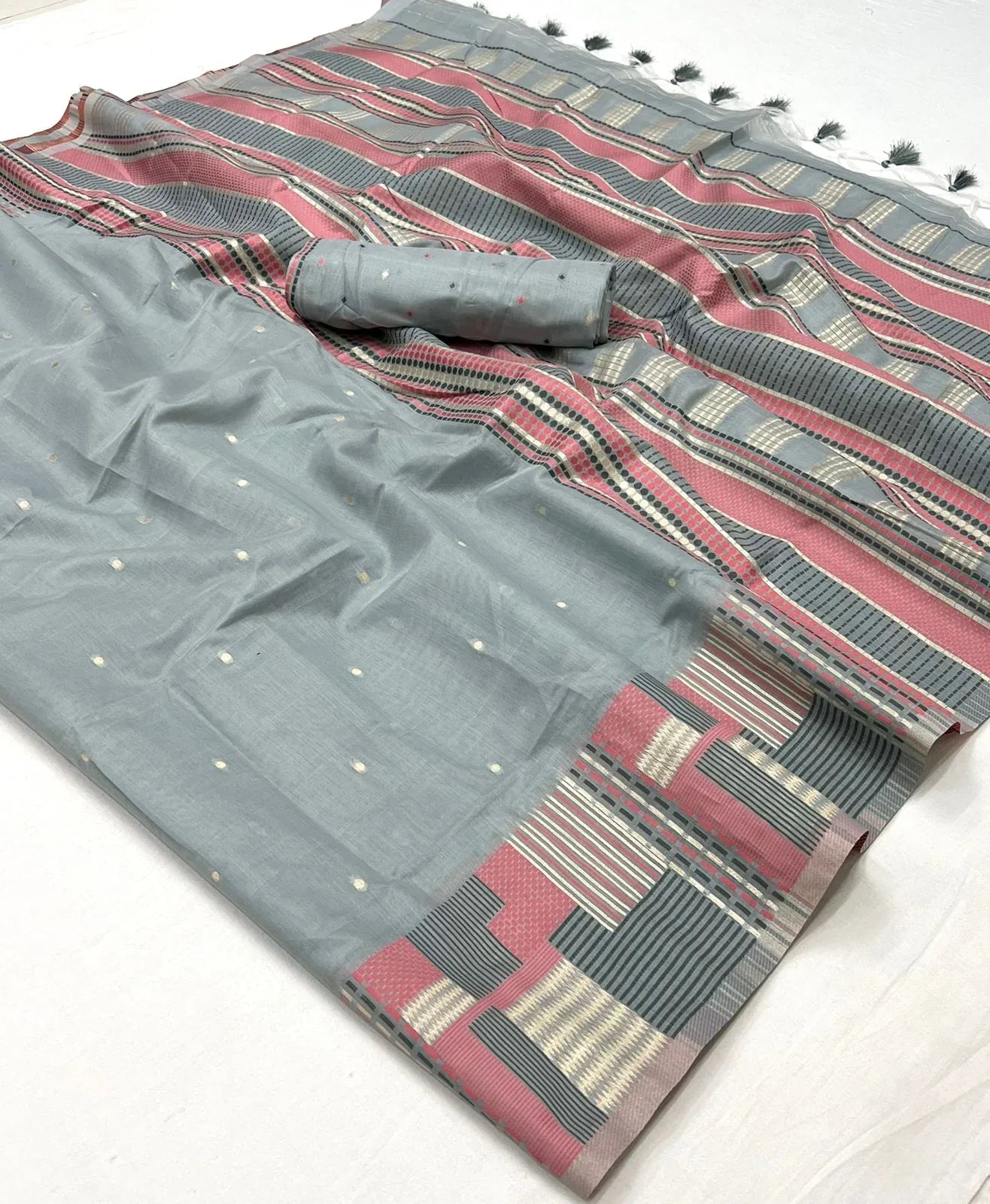 Beautiful Designer Khwaaish Silk Mal Mal Spun Cotton Saree