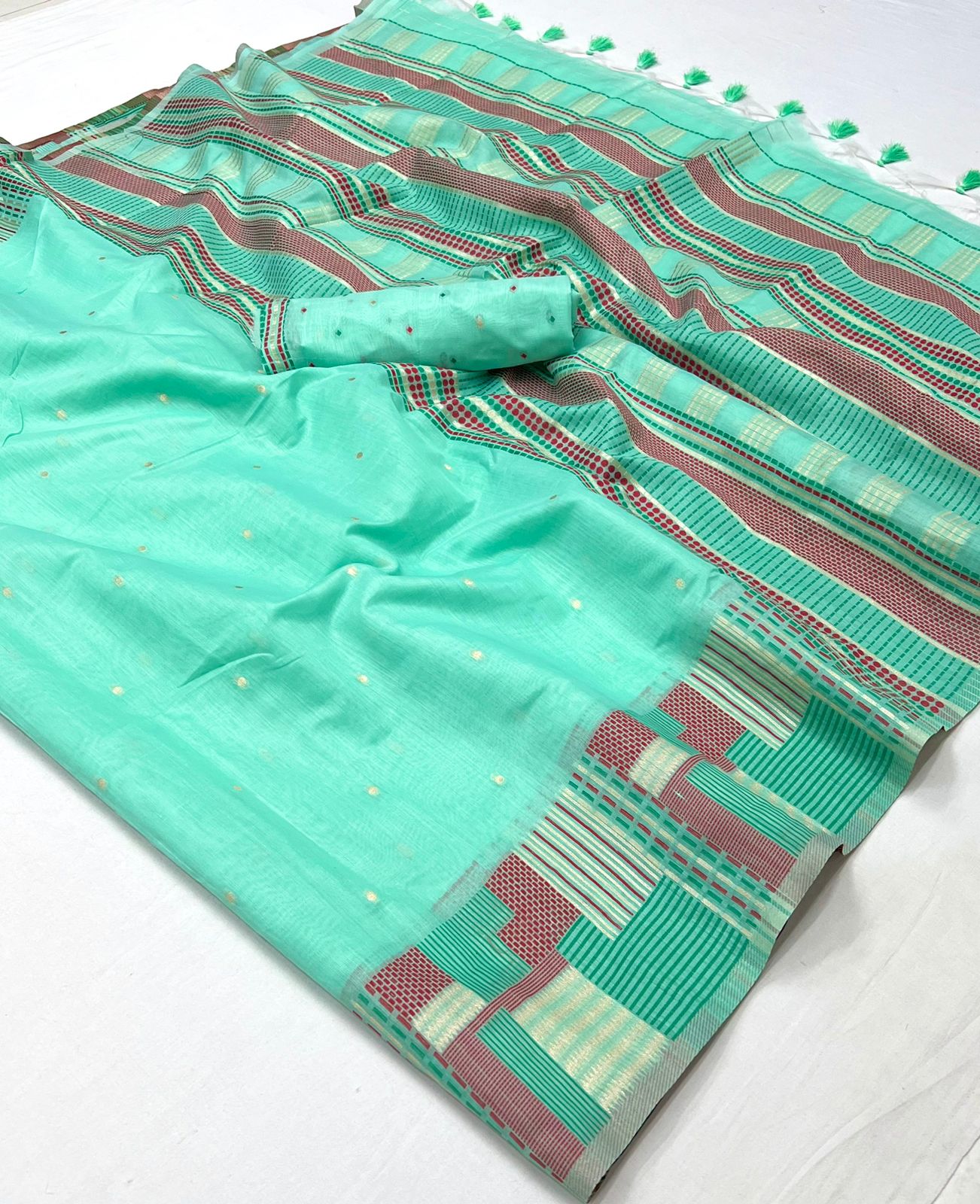 Beautiful Designer Khwaaish Silk Mal Mal Spun Cotton Saree