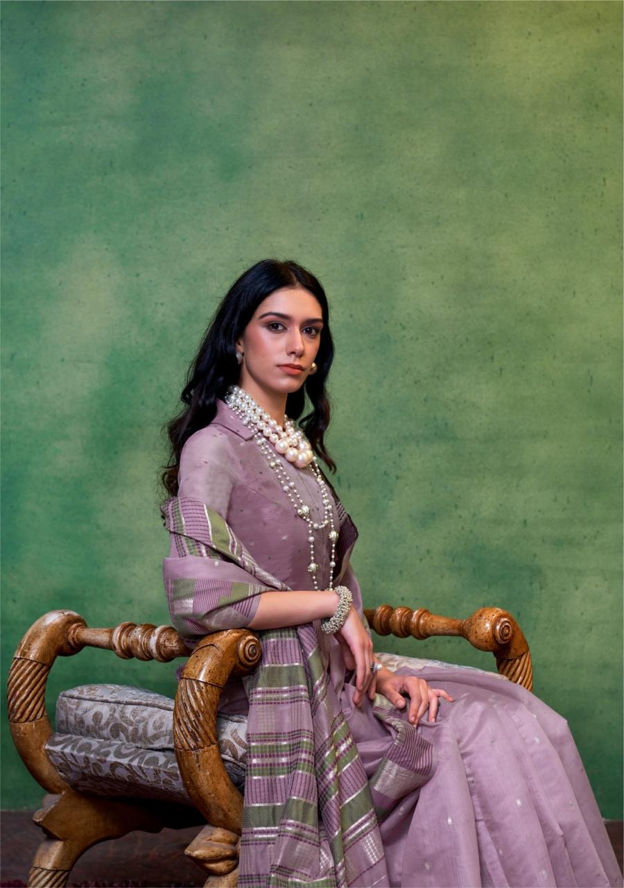 Beautiful Designer Khwaaish Silk Mal Mal Spun Cotton Saree