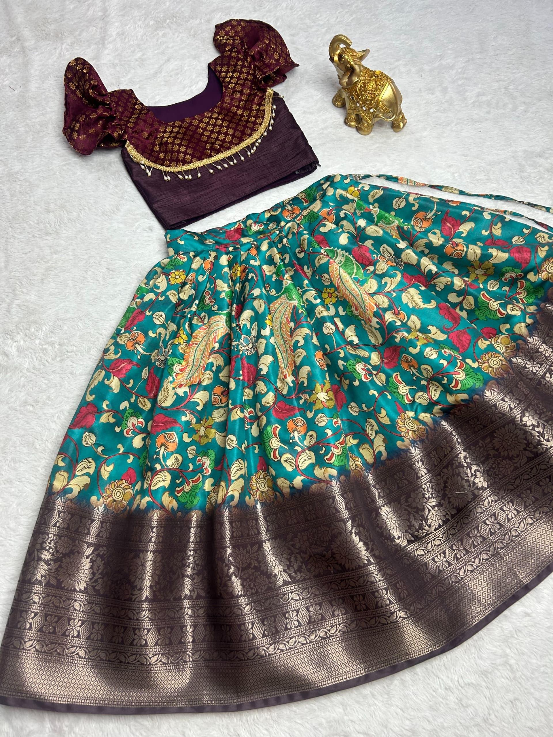 Beautiful Designer Festival Special Chinnon Silk Kids Lehenga Choli