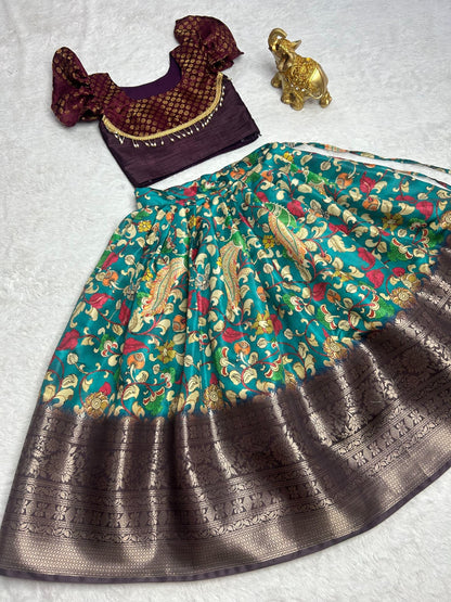 Beautiful Designer Festival Special Chinnon Silk Kids Lehenga Choli