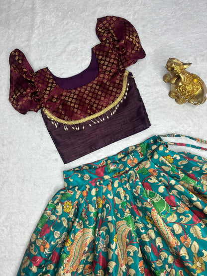 Beautiful Designer Festival Special Chinnon Silk Kids Lehenga Choli