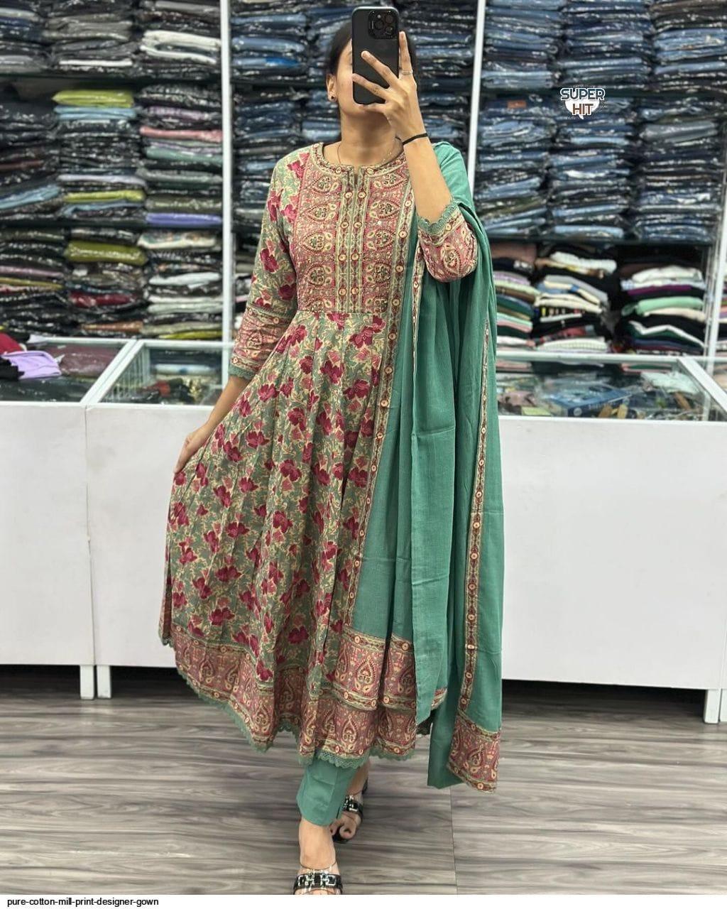 Beautiful Designer Heavy Cotton Kurti Pent with dupatta