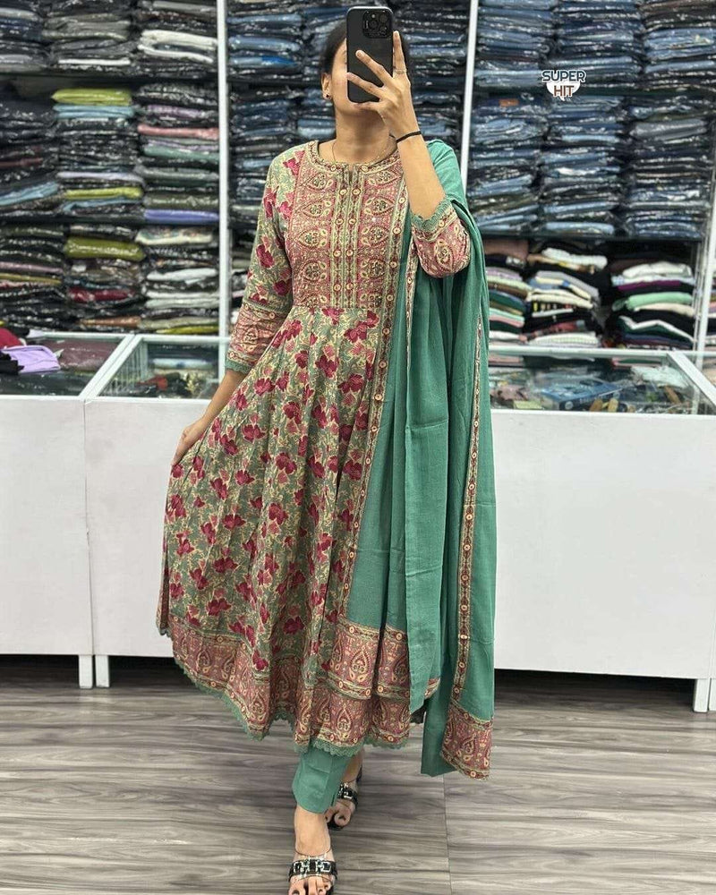 Beautiful Designer Heavy Cotton Kurti Pent with dupatta