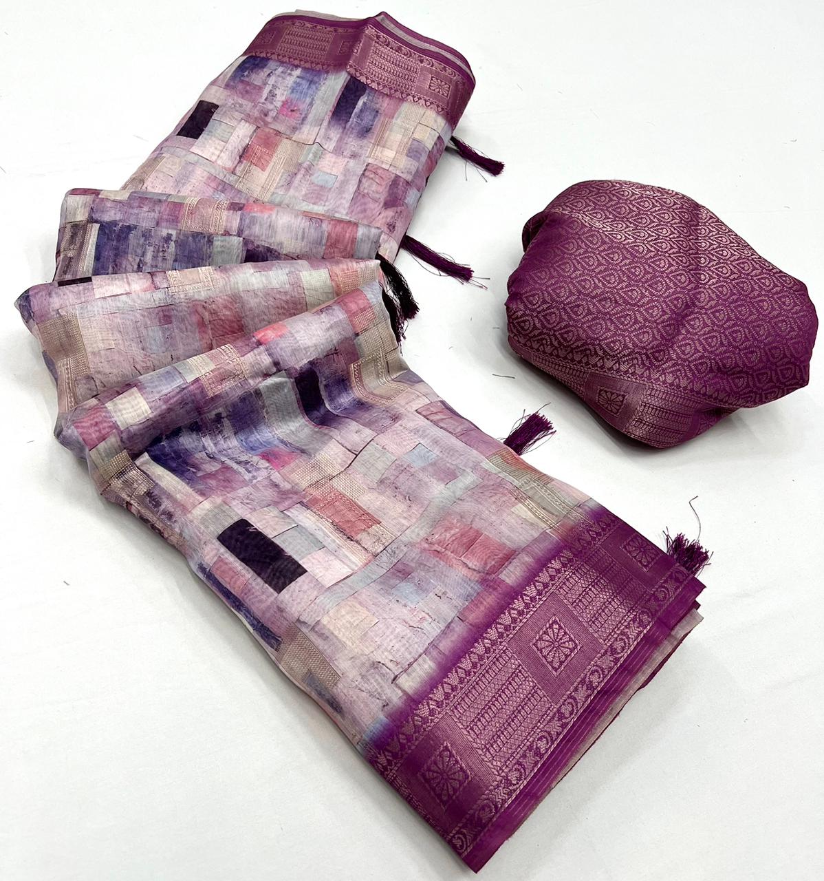 Beautiful Designer Pranalika Silk Modal Cotton With Digital Print Saree