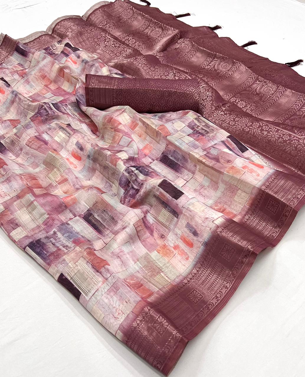 Beautiful Designer Pranalika Silk Modal Cotton With Digital Print Saree