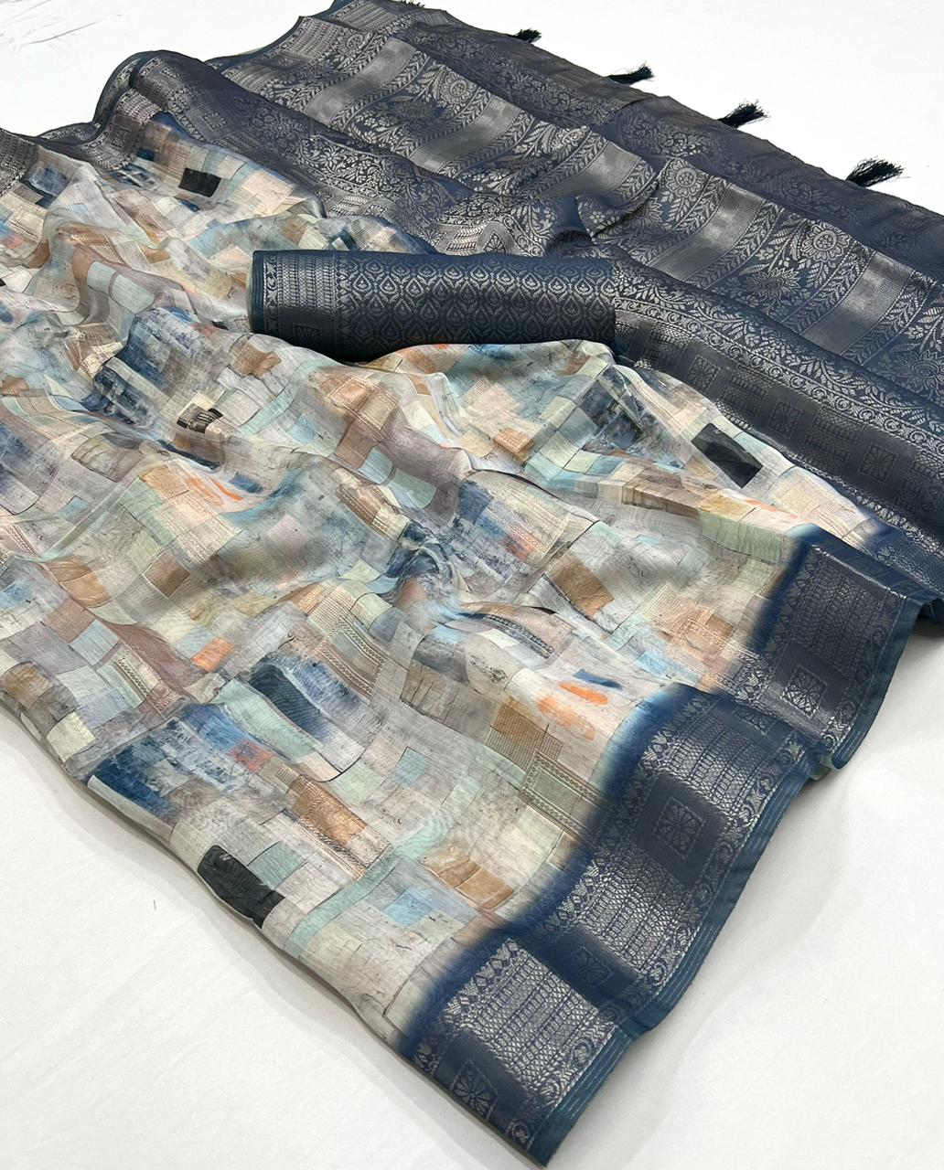 Beautiful Designer Pranalika Silk Modal Cotton With Digital Print Saree