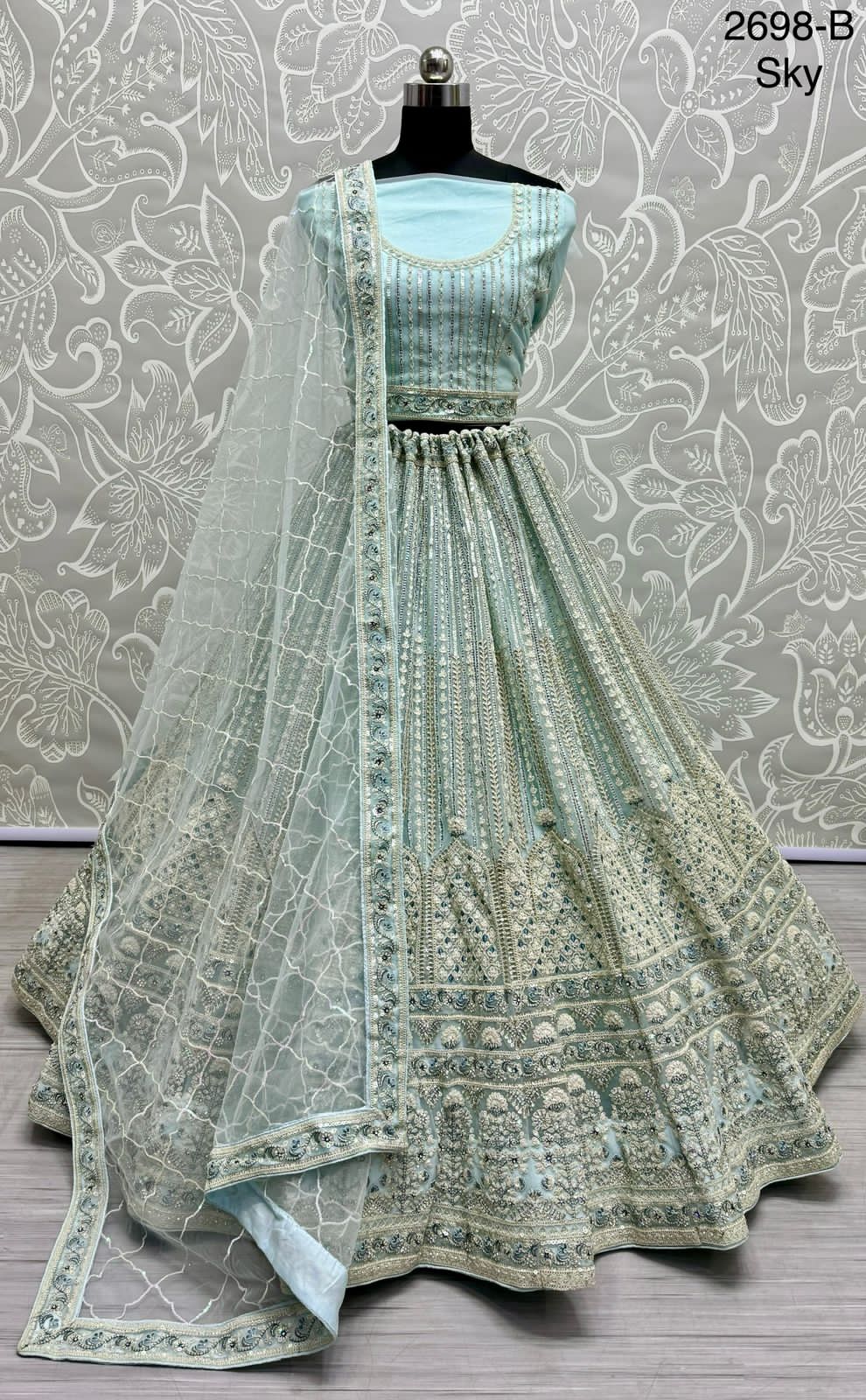 Beautiful Designer Bridal Pure Heavy Soft Net With Sequence Lehenga Choli