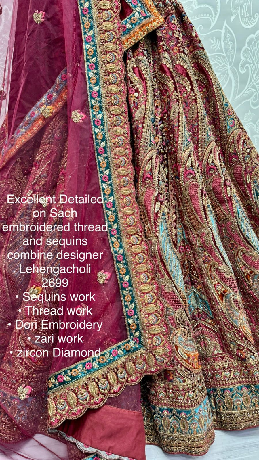 Beautiful Designer Bridal Heavy Velvet With Sequence Lehenga Choli