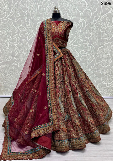 Beautiful Designer Bridal Heavy Velvet With Sequence Lehenga Choli