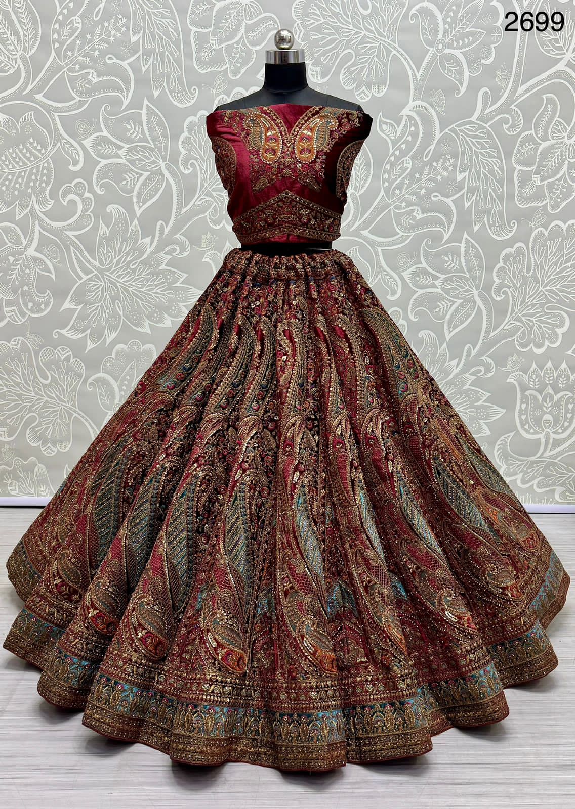 Beautiful Designer Bridal Heavy Velvet With Sequence Lehenga Choli