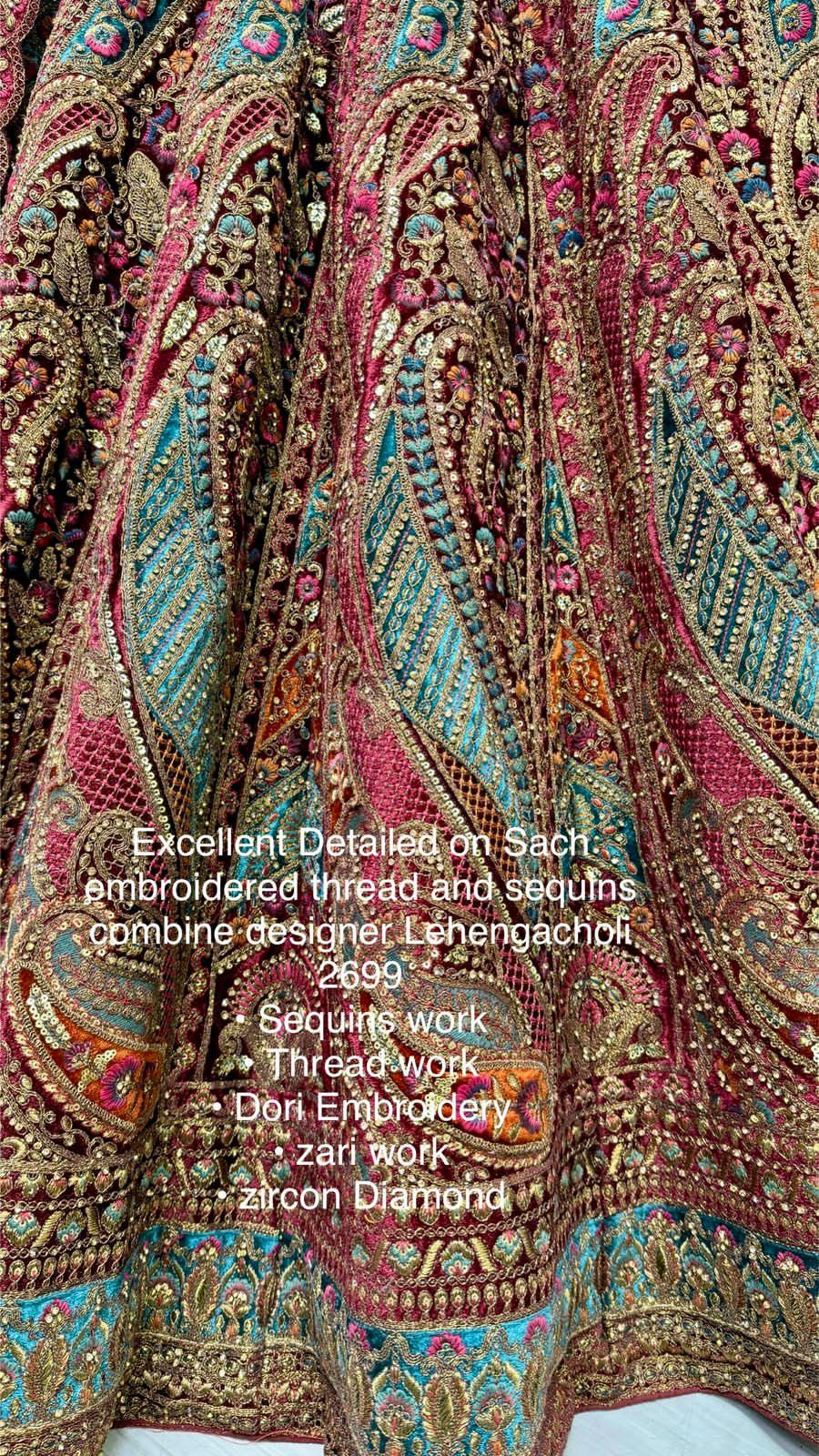 Beautiful Designer Bridal Heavy Velvet With Sequence Lehenga Choli