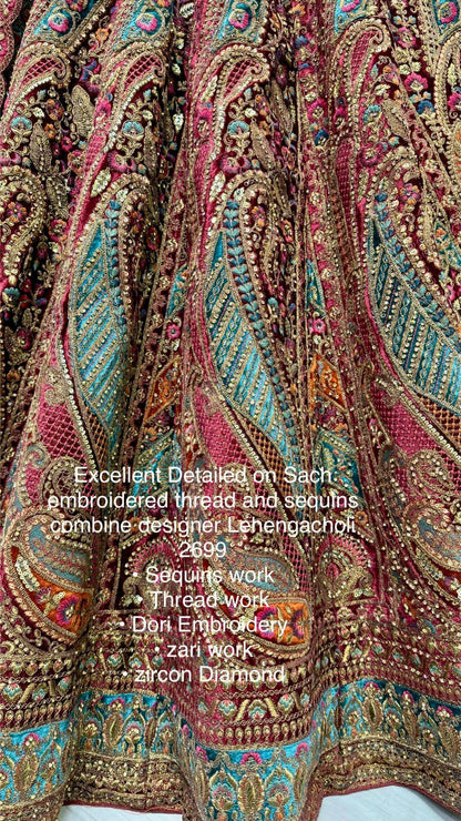 Beautiful Designer Bridal Heavy Velvet With Sequence Lehenga Choli