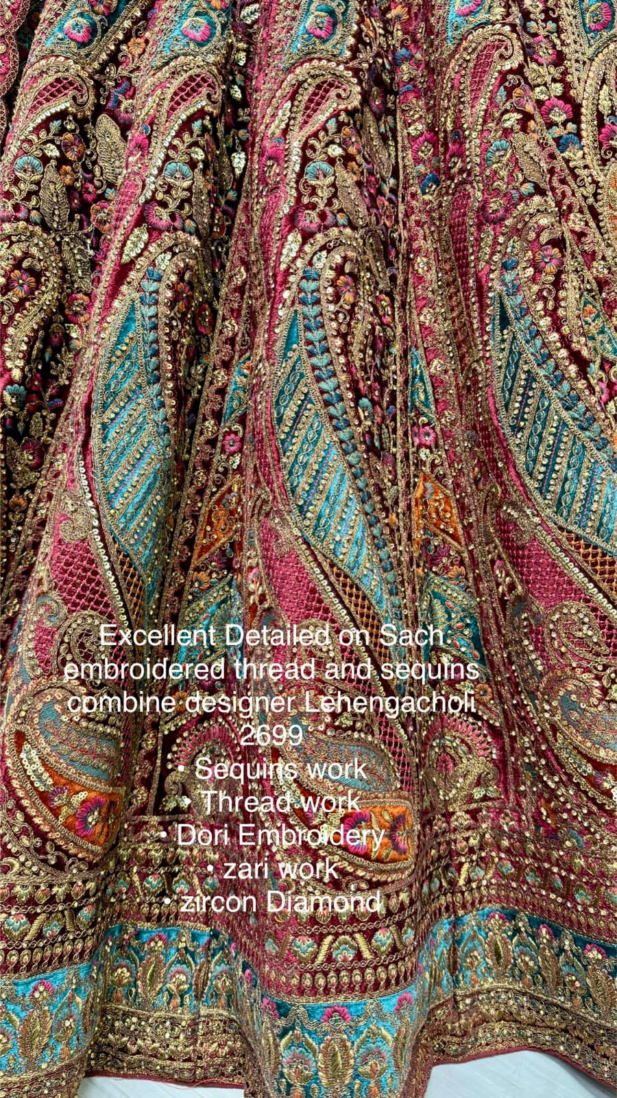 Beautiful Designer Bridal Heavy Velvet With Sequence Lehenga Choli