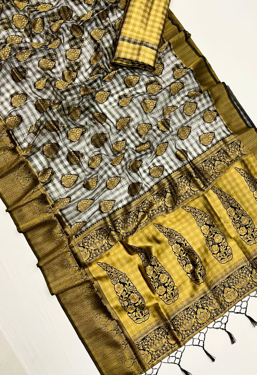 Beautiful Designer Checks
Handloom Weaving Silk Saree