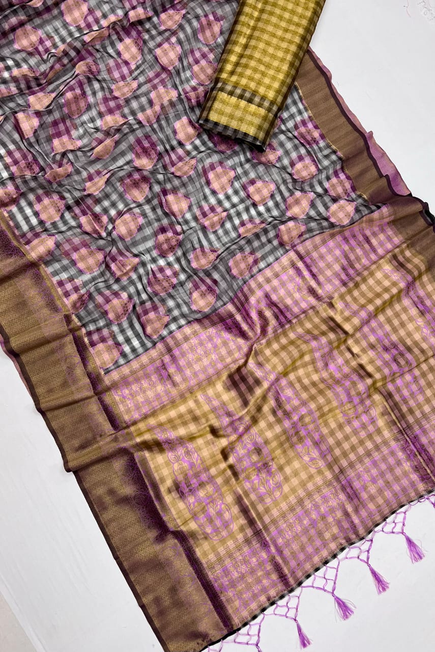 Beautiful Designer Checks
Handloom Weaving Silk Saree