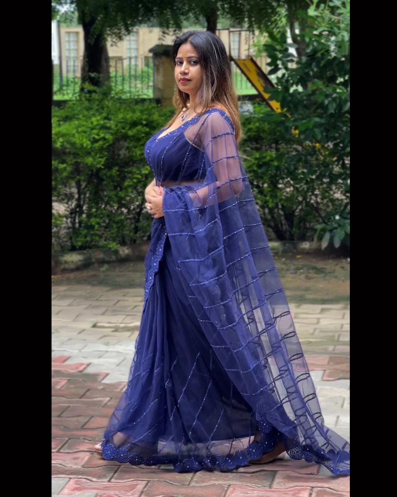 Beautiful Designer Heavy Georgette Exclusive Sequanc Saree