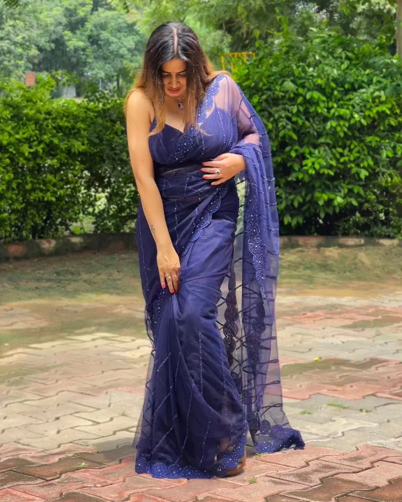 Beautiful Designer Heavy Georgette Exclusive Sequanc Saree
